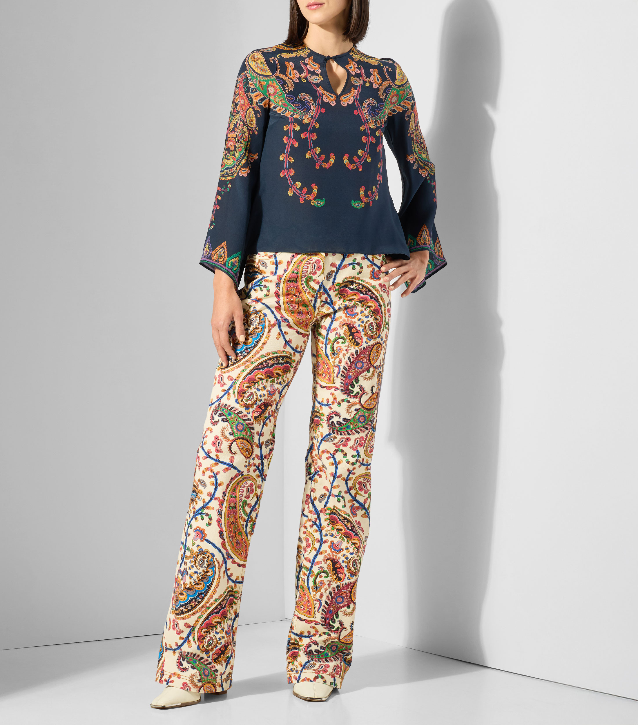 Blusa estampada manga larga Mujer